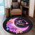 Hawaii Map Moon Star Turtle Plumeria Hibiscus Round Carpet - AH - Polynesian Pride