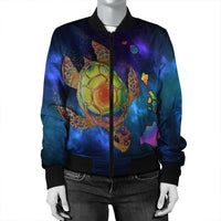 Hawaii Map Turtle Galaxy Bomber Jacket - AH - Blue - Polynesian Pride