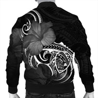 Hawaii Map Turtle Hibiscus Divise Polynesian Bomber Jacket - AH - Polynesian Pride