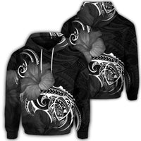 Hawaiian Map Turtle Hibiscus Divise Polynesian Hoodie Unisex Art - Polynesian Pride