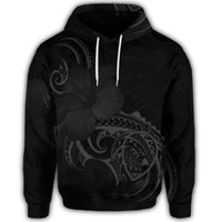 Hawaiian Map Turtle Hibiscus Divise Polynesian Hoodie Gray - Polynesian Pride