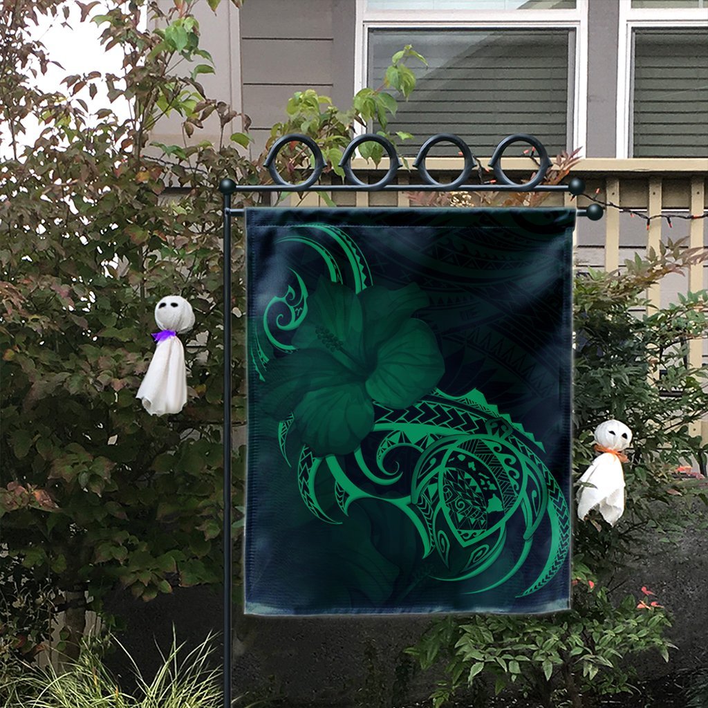 Hawaii Map Turtle Hibiscus Divise Polynesian Flag Green - AH - Polynesian Pride