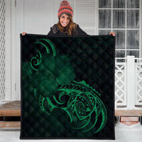 Hawaii Map Turtle Hibiscus Divise Polynesian Premium Quilts Green - AH - Polynesian Pride