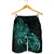 Hawaii Map Turtle Hibiscus Divise Polynesian Men's Shorts Turquoise - AH - Polynesian Pride