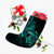 Hawaii Map Turtle Hibiscus Divise Polynesian Christmas Stocking Turquoise - AH - Polynesian Pride