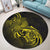 Hawaii Map Turtle Hibiscus Divise Polynesian Round Carpet Yellow - AH - Polynesian Pride