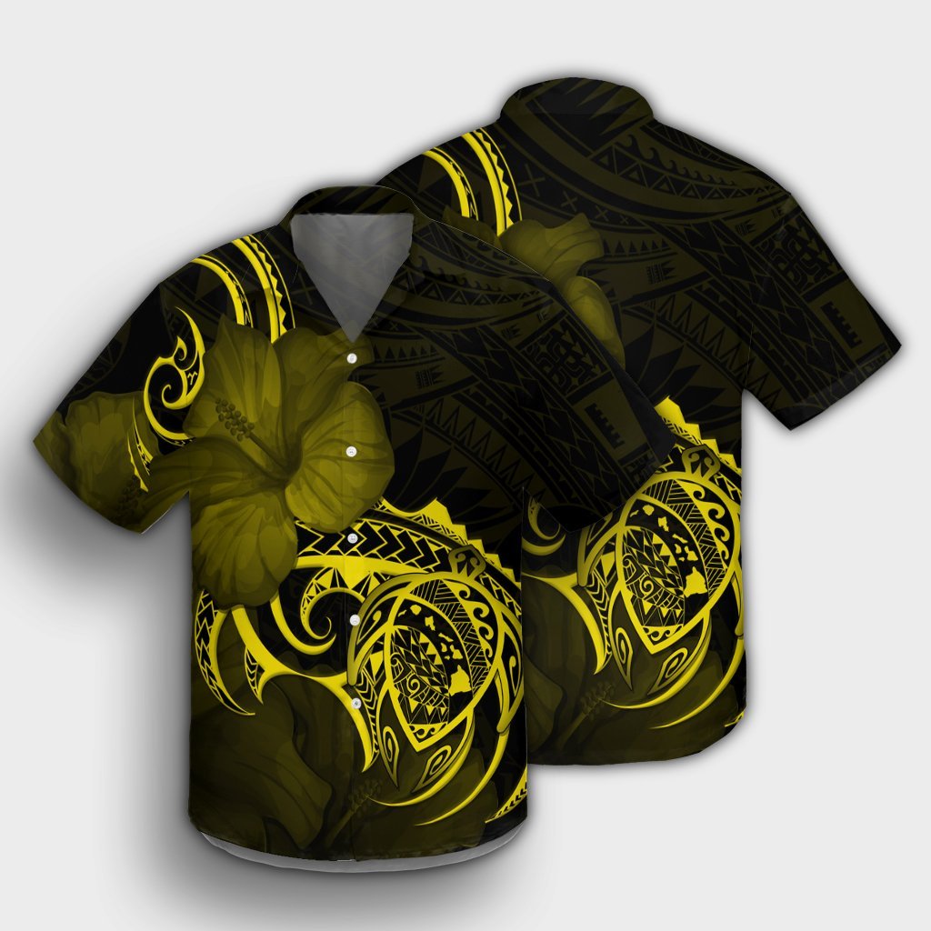 Hawaii Map Turtle Hibiscus Divise Polynesian Hawaiian Shirt Yellow - AH - Polynesian Pride