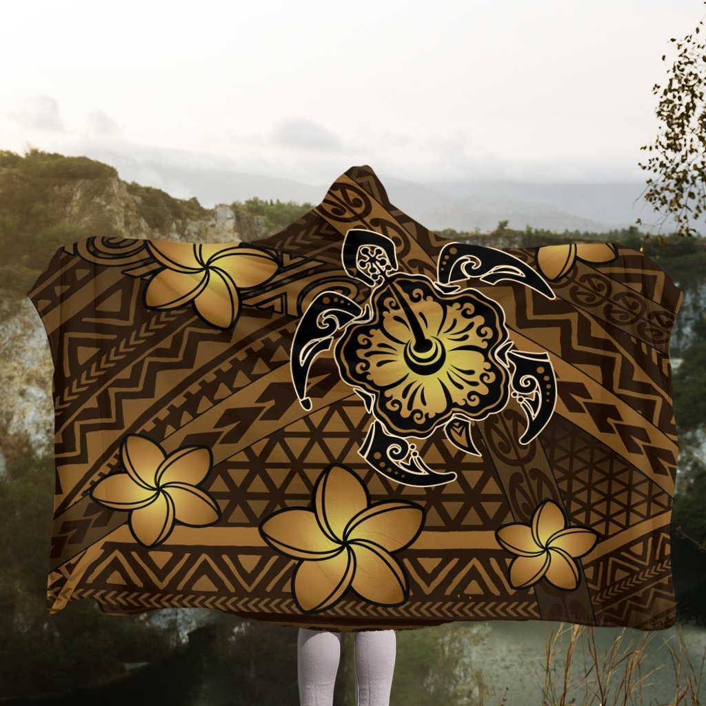 Hawaii Mix Polynesian Turtle Plumeria Hooded Blanket - AH - Nick Style - Brown - Polynesian Pride