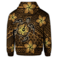 Hawaii Mix Polynesian Turtle Plumeria Zip Hoodie Nick Style Brown - Polynesian Pride