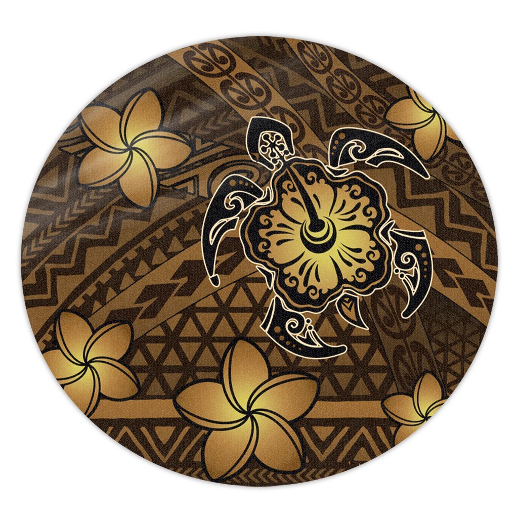 Hawaii Mix Polynesian Turtle Plumeria Round Carpet - AH - Nick Style - Brown Round Carpet Luxurious Plush - Polynesian Pride