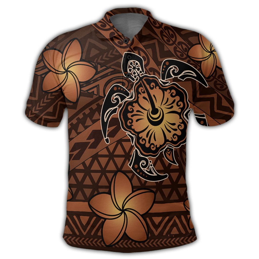 Hawaii Mix Polynesian Turtle Plumeria Polo Shirt Nick Style Orange - Polynesian Pride