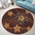 Hawaii Mix Polynesian Turtle Plumeria Round Carpet - AH - Nick Style - Orange - Polynesian Pride