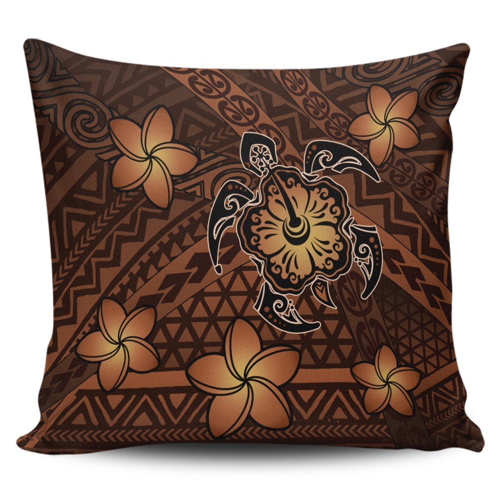 Hawaii Mix Polynesian Turtle Plumeria Pillow Covers - AH - Nick Style - Orange Pillow Covers Black - Polynesian Pride