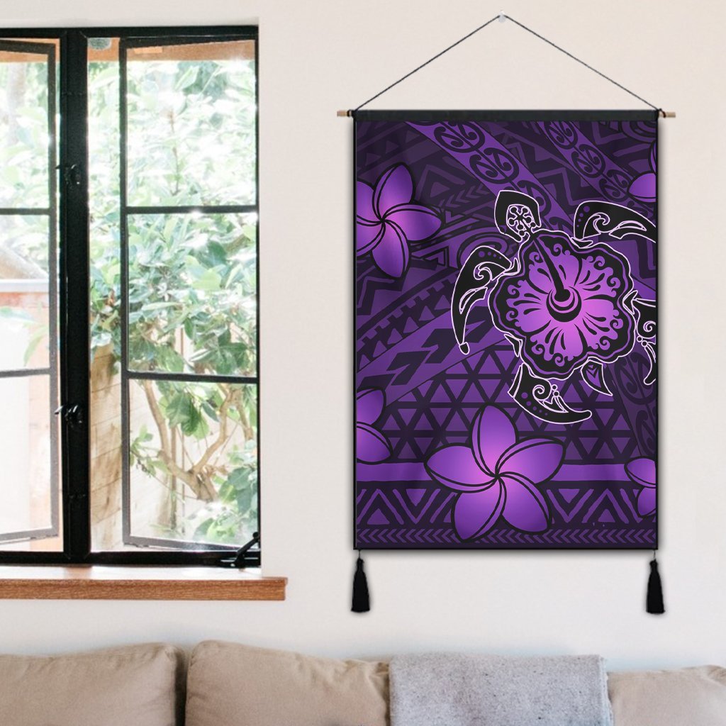 Hawaii Mix Polynesian Turtle Plumeria Hanging Poster - AH - Nick Style - Purple - Polynesian Pride