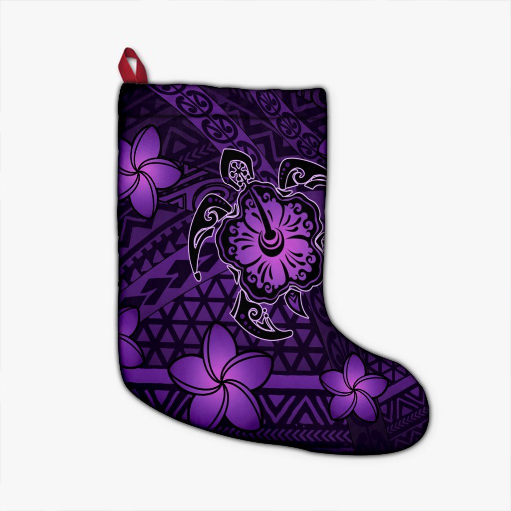 Hawaii Mix Polynesian Turtle Plumeria Christmas Stocking - AH - Nick Style - Purple Christmas Stocking 26 X 42 cm Black - Polynesian Pride