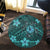 Hawaii Mix Polynesian Turtle Plumeria Round Carpet - AH - Nick Style - Turquoise - Polynesian Pride