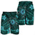 Hawaii Mix Polynesian Turtle Plumeria Men's Shorts - AH - Nick Style - Turquoise - Polynesian Pride