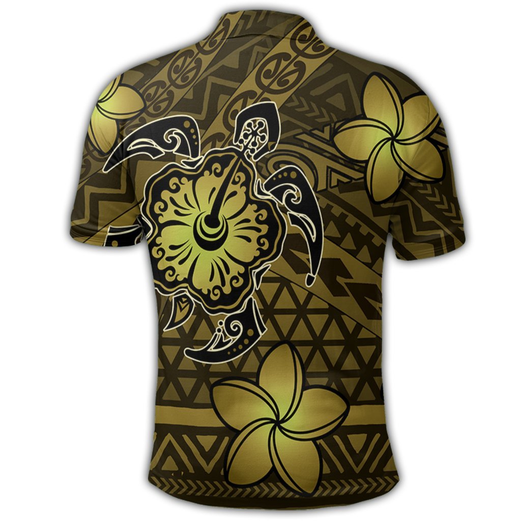 Hawaii Mix Polynesian Turtle Plumeria Polo Shirt Nick Style Yellow - Polynesian Pride