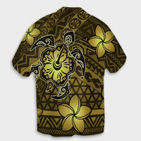 Hawaii Mix Polynesian Turtle Plumeria Hawaiian Shirt - AH - Nick Style - Yellow - Polynesian Pride