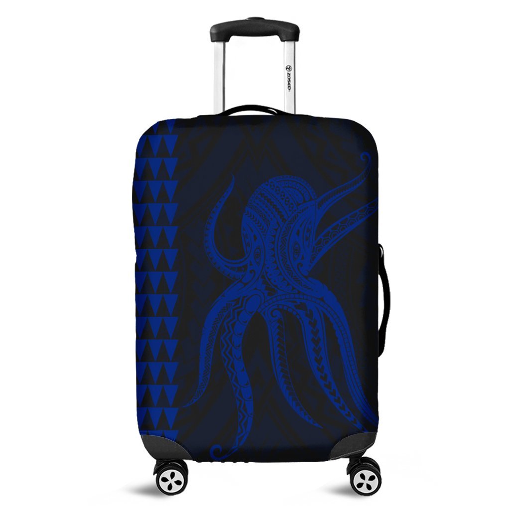 Hawaii Octopus KaKau Polynesian Luggage Covers - Blue - AH Black - Polynesian Pride