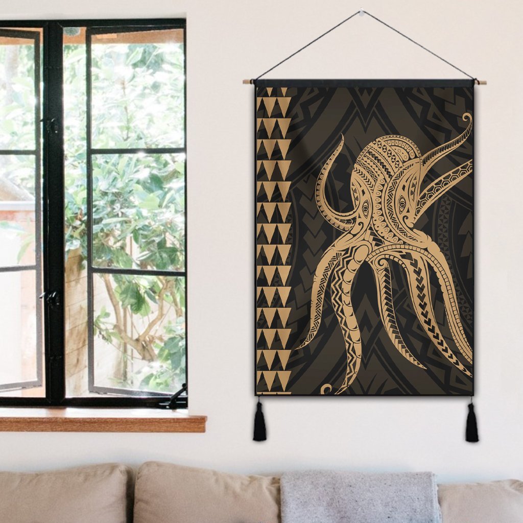 Hawaii Octopus KaKau Polynesian Hanging Poster - Gold - AH - Polynesian Pride