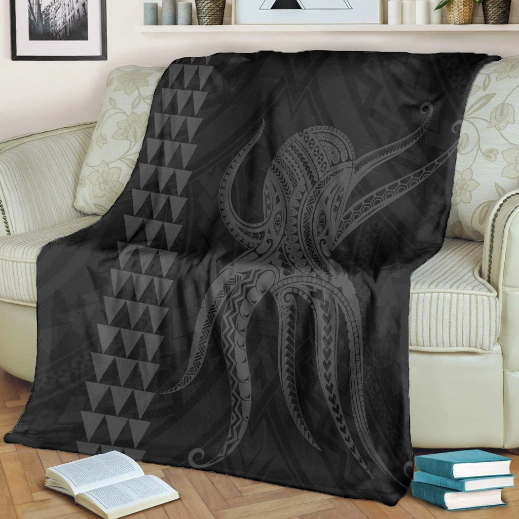 Hawaii Octopus KaKau Polynesian Premium Blankets - Gray - AH - Polynesian Pride