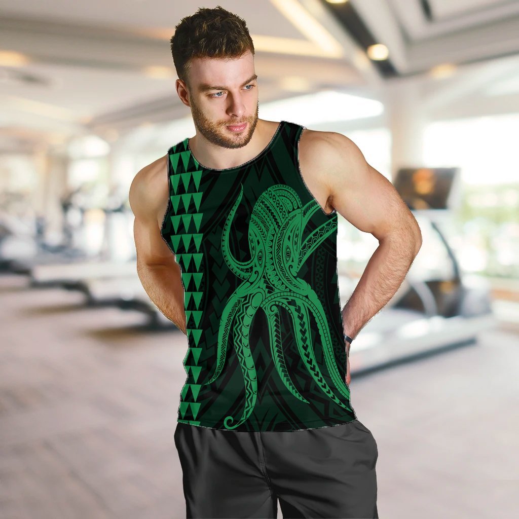Hawaii Octopus KaKau Polynesian Tank Top - Green - AH - Polynesian Pride