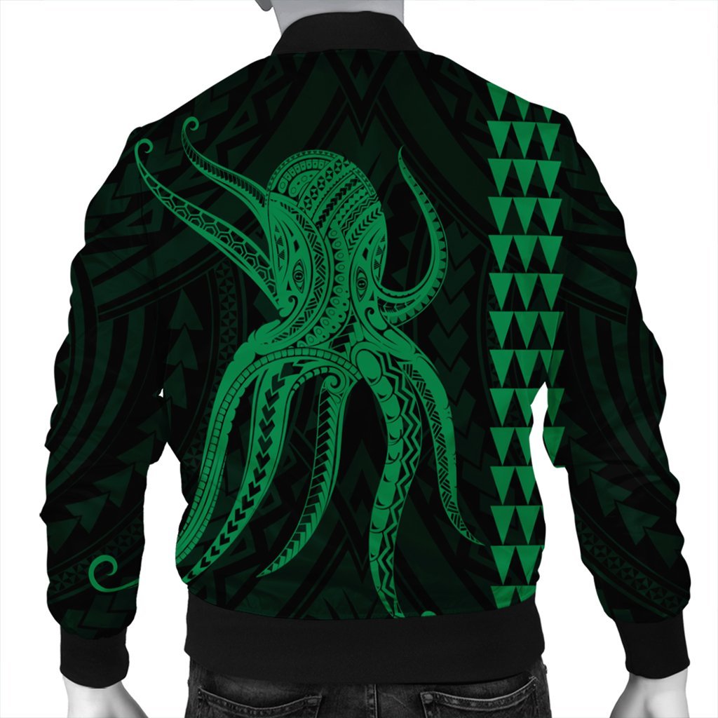 Hawaii Octopus KaKau Polynesian Bomber Jacket - Green - AH - Polynesian Pride