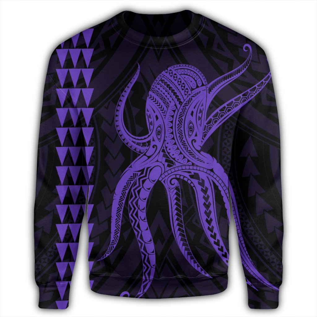 Hawaii Octopus KaKau Polynesian Sweatshirt - Purple - AH - Polynesian Pride