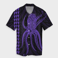 Hawaii Octopus KaKau Polynesian Hawaiian Shirt - Purple - AH Unisex Black - Polynesian Pride
