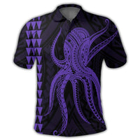 Hawaii Octopus KaKau Polynesian Polo Shirt Purple - Polynesian Pride