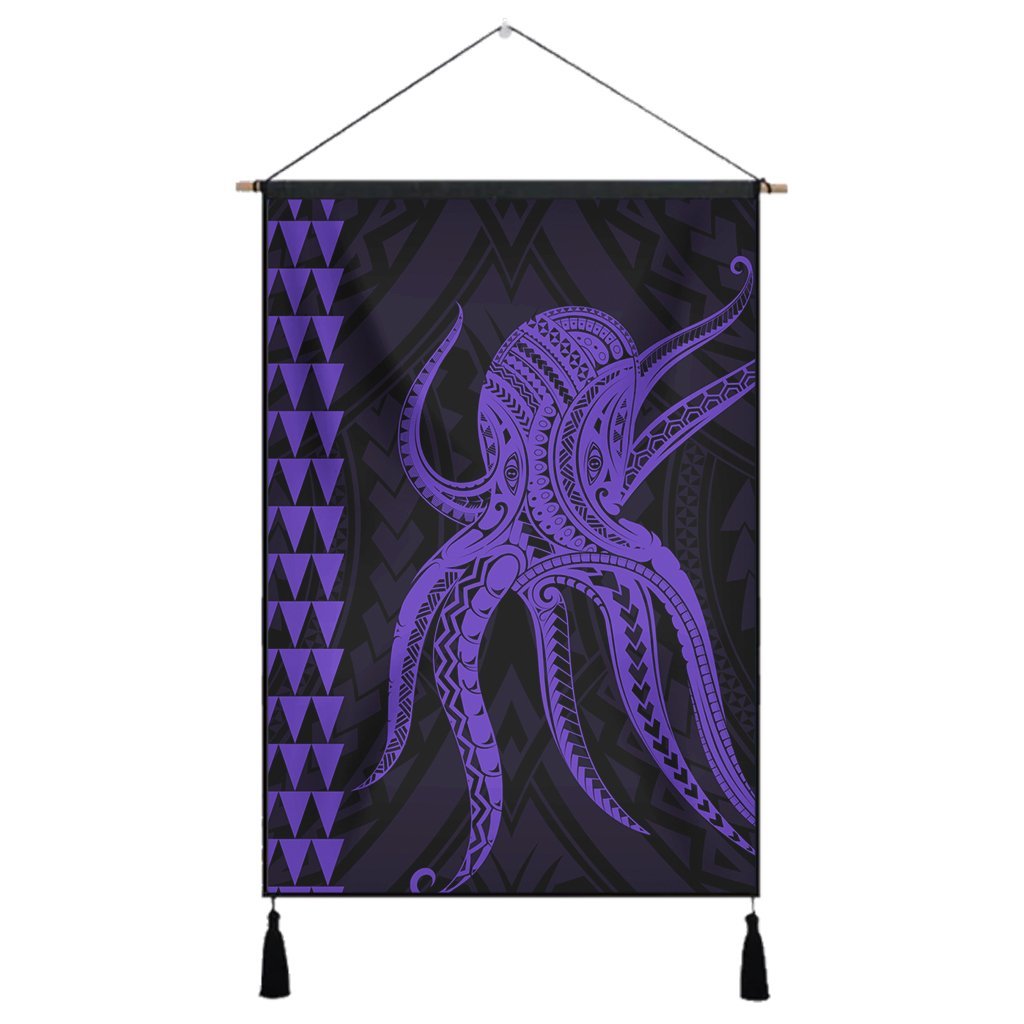 Hawaii Octopus KaKau Polynesian Hanging Poster - Purple - AH Hanging Poster Cotton And Linen - Polynesian Pride