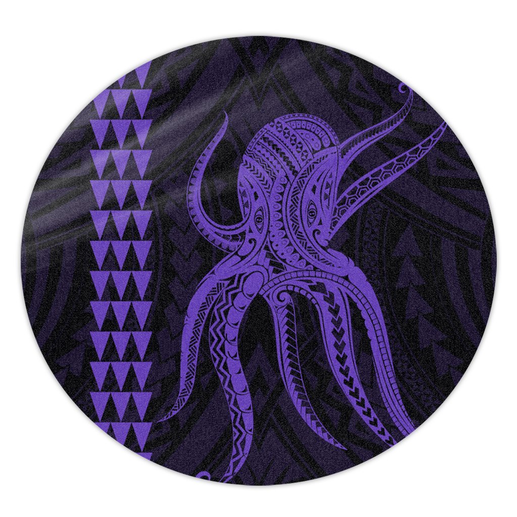 Hawaii Octopus KaKau Polynesian Round Carpet - Purple - AH Round Carpet Luxurious Plush - Polynesian Pride