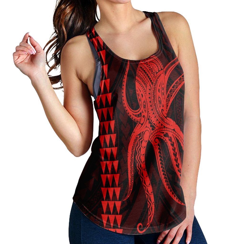 Hawaii Octopus KaKau Polynesian Racerback Tank - Red - AH - Polynesian Pride