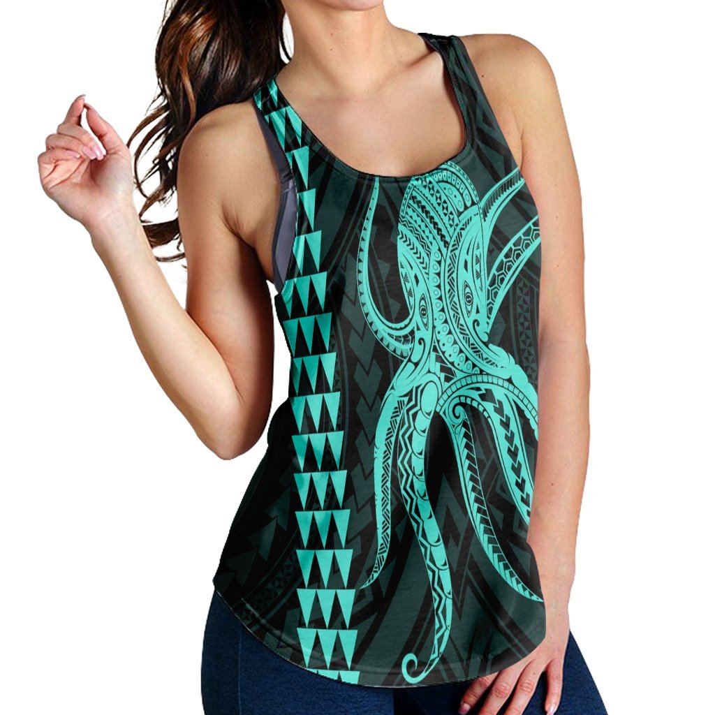 Hawaii Octopus KaKau Polynesian Racerback Tank - Turquoise - AH - Polynesian Pride