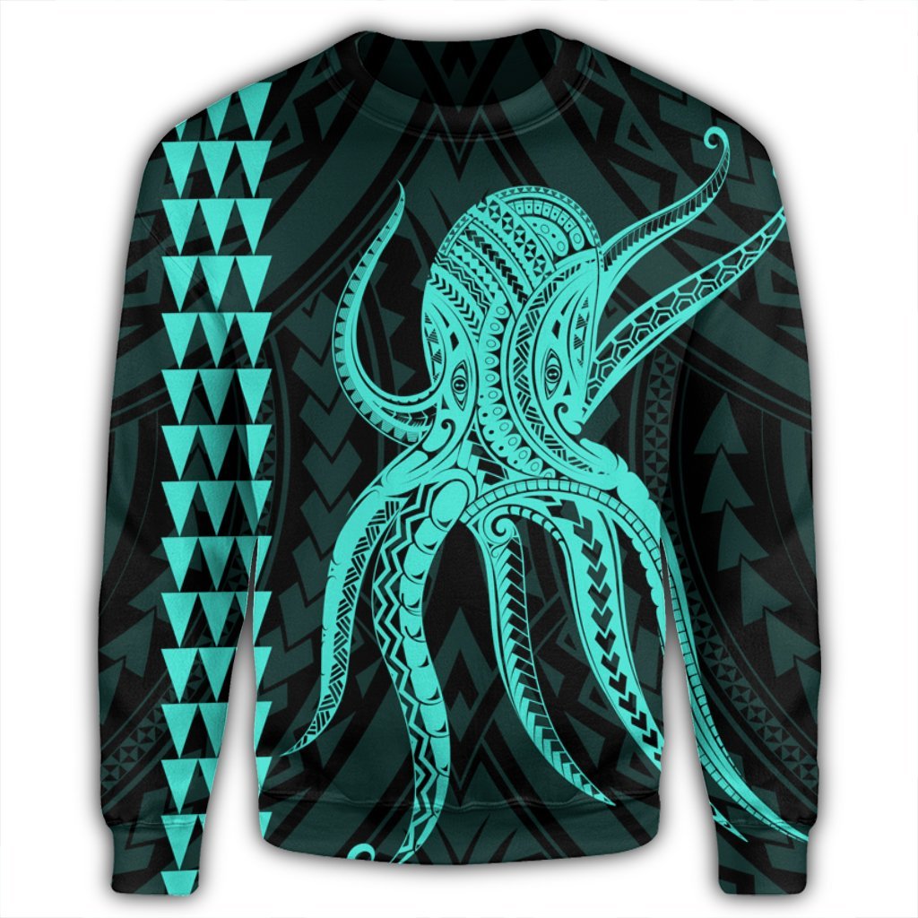 Hawaii Octopus KaKau Polynesian Sweatshirt - Turquoise - AH - Polynesian Pride