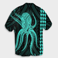 Hawaii Octopus KaKau Polynesian Hawaiian Shirt - Turquoise - AH - Polynesian Pride