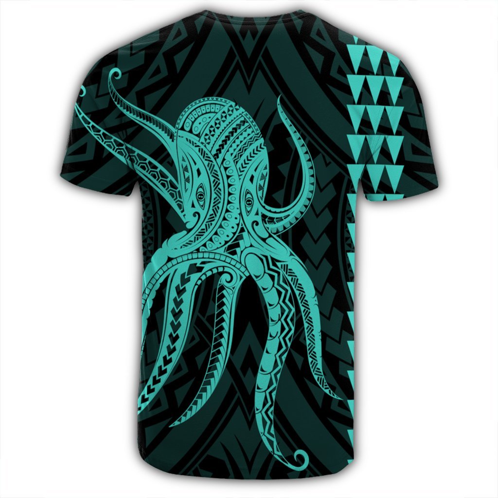 Hawaii Octopus KaKau Polynesian T Shirt Turquoise - Polynesian Pride