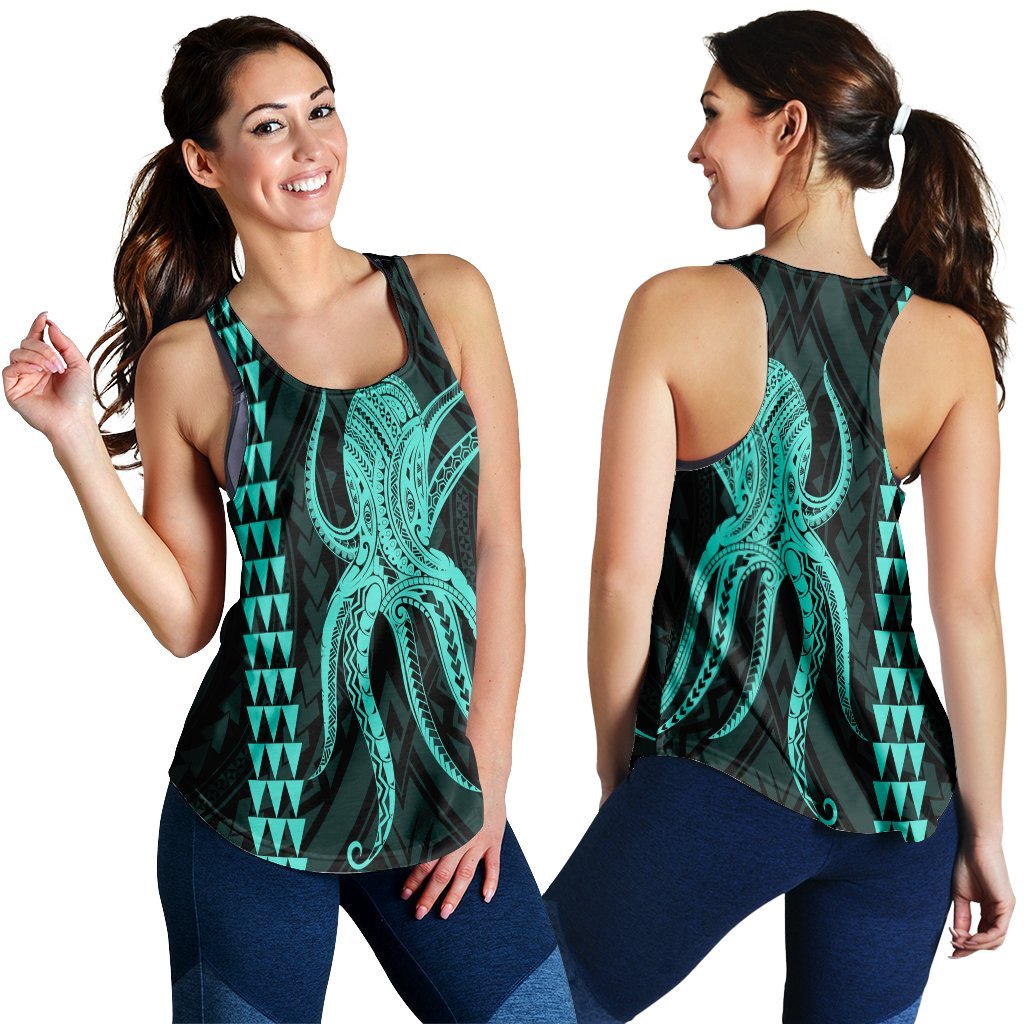 Hawaii Octopus KaKau Polynesian Racerback Tank - Turquoise - AH Black - Polynesian Pride