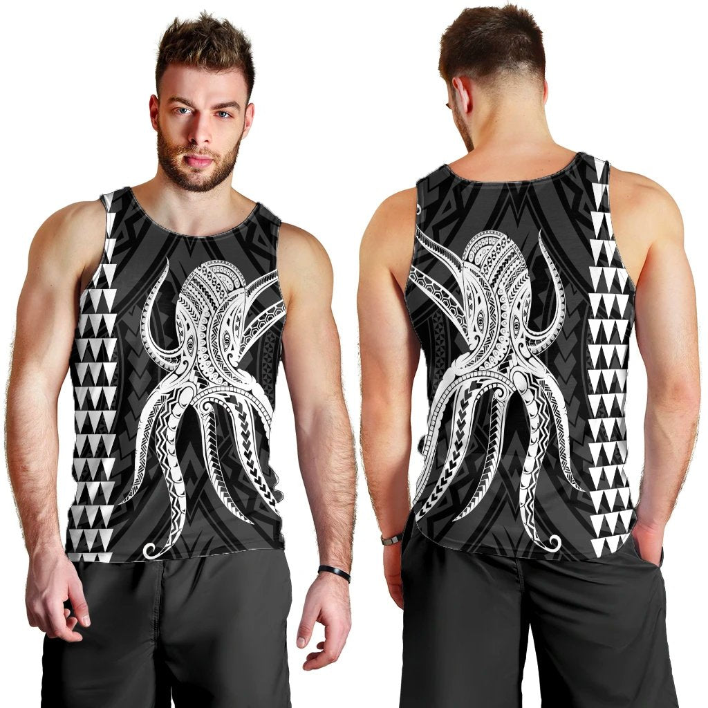 Hawaii Octopus KaKau Polynesian Tank Top - White - AH - Polynesian Pride