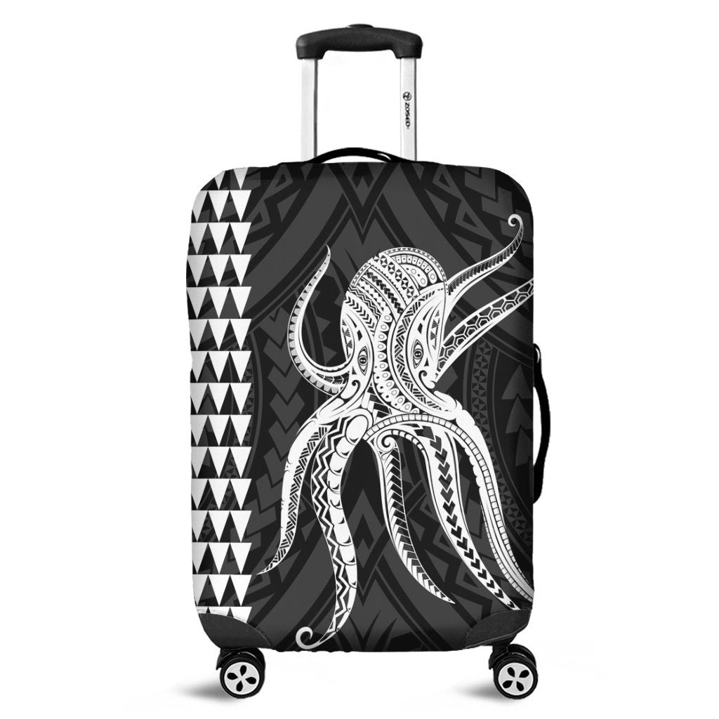 Hawaii Octopus KaKau Polynesian Luggage Covers - White - AH Black - Polynesian Pride