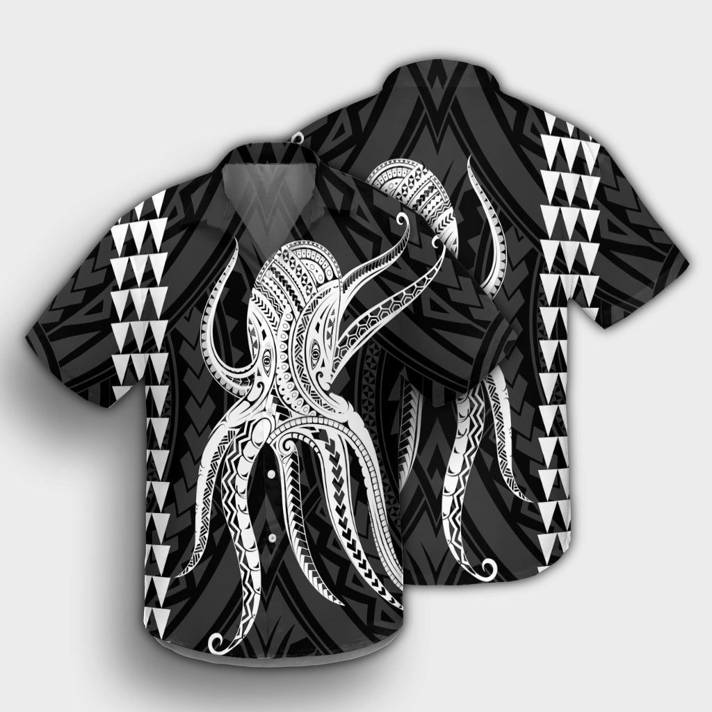 Hawaii Octopus KaKau Polynesian Hawaiian Shirt - White - AH - Polynesian Pride