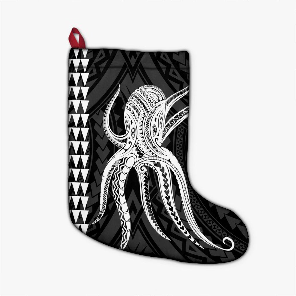 Hawaii Octopus KaKau Polynesian Christmas Stocking - White - AH Christmas Stocking 26 X 42 cm Black - Polynesian Pride