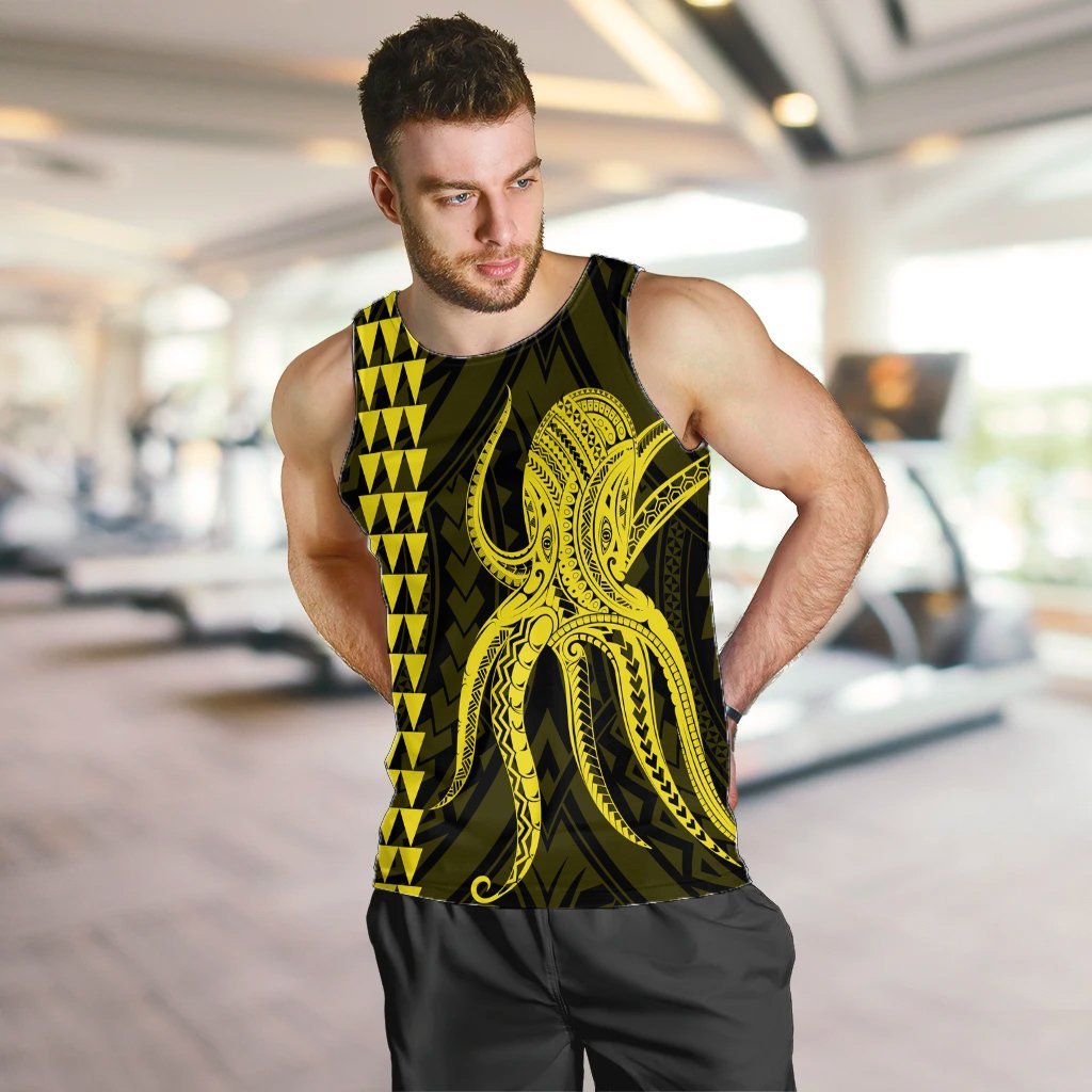 Hawaii Octopus KaKau Polynesian Tank Top - Yellow - AH - Polynesian Pride