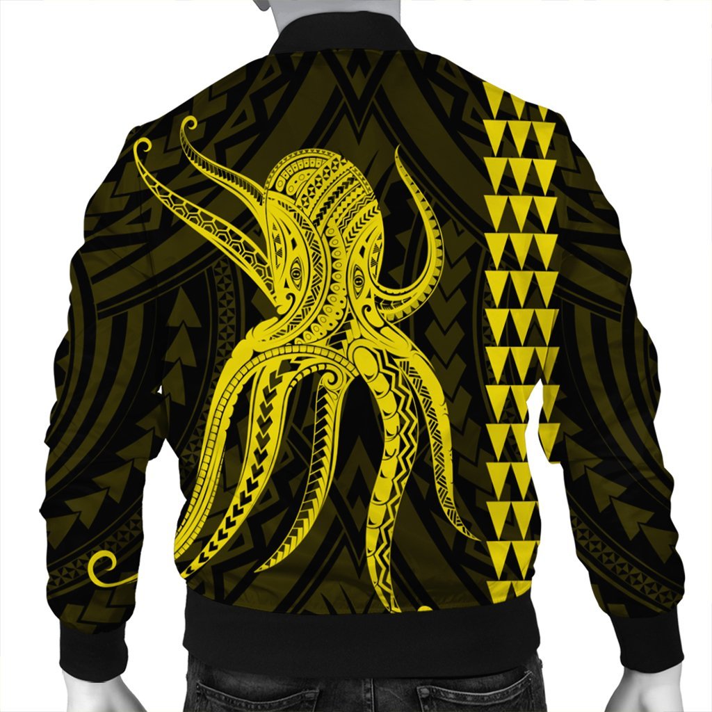 Hawaii Octopus KaKau Polynesian Bomber Jacket - Yellow - AH - Polynesian Pride