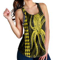 Hawaii Octopus KaKau Polynesian Racerback Tank - Yellow - AH - Polynesian Pride