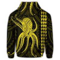 Hawaiian Octopus KaKau Polynesian Hoodie Yellow - Polynesian Pride