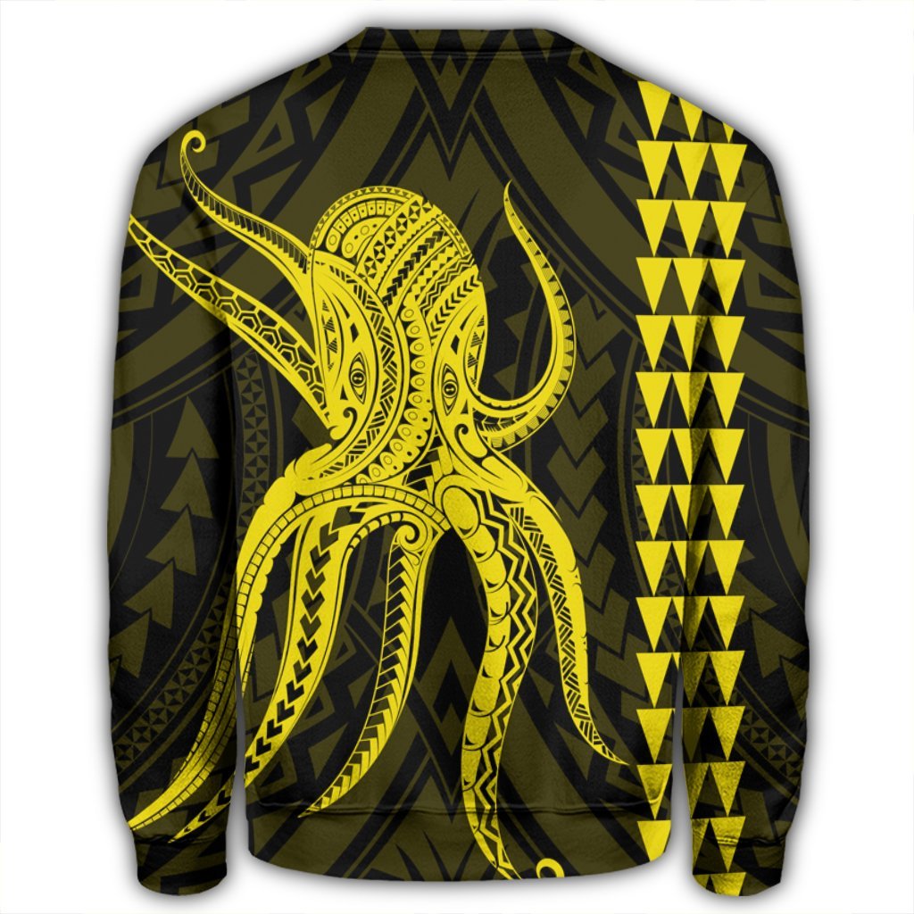 Hawaii Octopus KaKau Polynesian Sweatshirt - Yellow - AH - Polynesian Pride