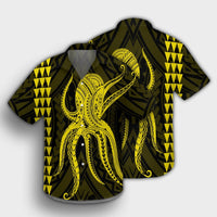 Hawaii Octopus KaKau Polynesian Hawaiian Shirt - Yellow - AH - Polynesian Pride