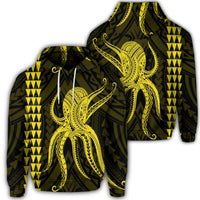 Hawaiian Octopus KaKau Polynesian Hoodie Yellow Unisex Art - Polynesian Pride